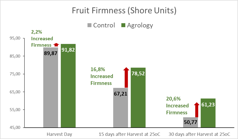 Figure 4. Fruit Firmness of Kiwifruits in Control and Agrology Functional Crop Nutrition Program 