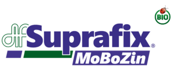 Logo featuring the text "Suprafix MoBoZin" in blue and green, with a small "BIO" symbol in the top right corner.